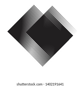 Rectangle Logo with lines.Square unusual icon Design .Black Vector stripes .Geometric shape.