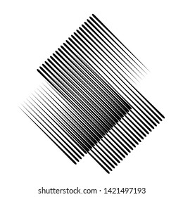 Rectangle Logo with lines.Square unusual icon Design .Black Vector stripes .Geometric shape.