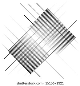 Rectangle Logo with lines.Square unusual icon Design .Black Vector stripes .Geometric shape.