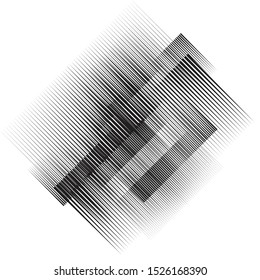 Rectangle Logo with lines.Square unusual icon Design .Black Vector stripes .Geometric shape.