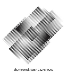 Rectangle Logo with lines.Square unusual icon Design .Black Vector stripes .Geometric shape.