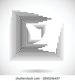 Logotipo Rectangle con líneas.Icono cuadrado inusual Diseño .frame con franjas vectoriales.