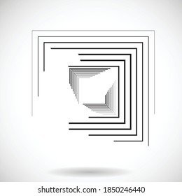 Rectangle Logo mit Linien.Quadratisches ungewöhnliches Symbol Design .frame mit Vektorstreifen.