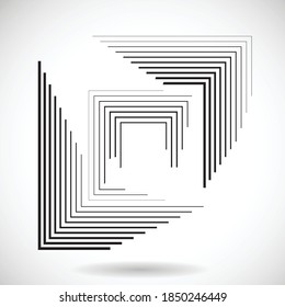 Rectangle Logo with lines.Square unusual icon Design .frame with Vector stripes .