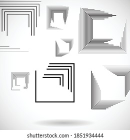 Rectangle Logo with lines.Square unusual icon Design .frame with Vector stripes .