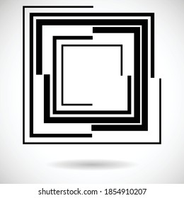 Rectangle Logo With Lines.Square Unusual Icon Design .frame With Vector Stripes .