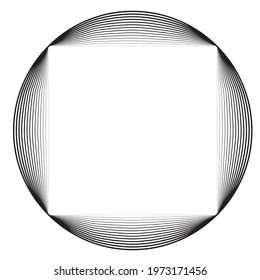 Rectangle Logo with lines.Square unusual icon Design .frame with Vector stripes .