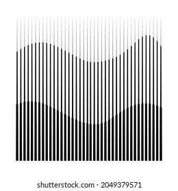 Rectangle Logo with lines.Square unusual icon Design .Black Vector stripes .Geometric shape.