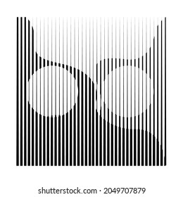 Rectangle Logo with lines.Square unusual icon Design .Black Vector stripes .Geometric shape.
