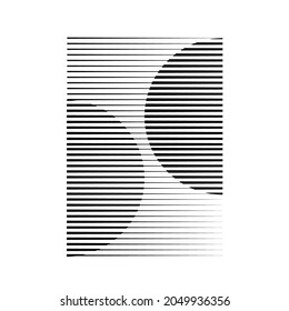 Rectangle Logo with lines.Square unusual icon Design .Black Vector stripes .Geometric shape.