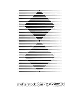 Rectangle Logo with lines.Square unusual icon Design .Black Vector stripes .Geometric shape.