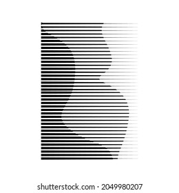 Rectangle Logo with lines.Square unusual icon Design .Black Vector stripes .Geometric shape.