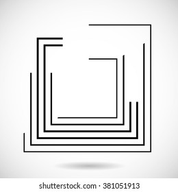 Rectangle Logo With Lines.Square Unusual Icon Design .frame With Vector Stripes .