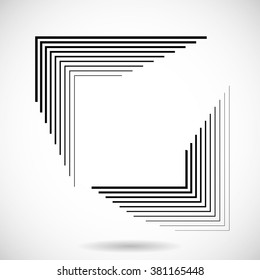 Rectangle Logo with lines.Square unusual icon Design .frame with Vector stripes .