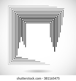 Rectangle Logo with lines.Square unusual icon Design .frame with Vector stripes .