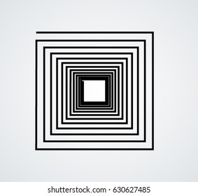 Rectangle Logo with lines.Square unusual icon Design .frame with Vector stripes .Geometric shape.
