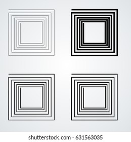 Rectangle Logo with lines.Square unusual icon Design .frame with Vector stripes .Geometric shape.