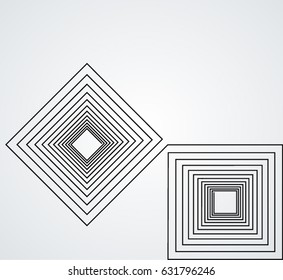 Rectangle Logo with lines.Square unusual icon Design .frame with Vector stripes .Geometric shape.