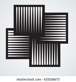 Rectangle Logo with lines.Square unusual icon Design .Black Vector stripes .Geometric shape.