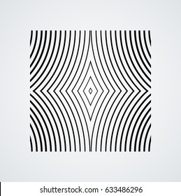 Rectangle Logo with lines.Square unusual icon Design .Black Vector stripes .Geometric shape.