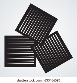 Rectangle Logo with lines.Square unusual icon Design .Black Vector stripes .Geometric shape.