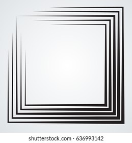 Rectangle Logo with lines.Square unusual icon Design .Black Vector stripes .Geometric shape.