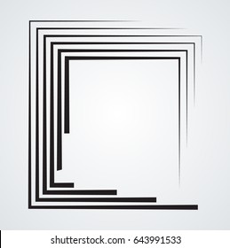 Rectangle Logo with lines.Square unusual icon Design .Black Vector stripes .Geometric shape. Photo border frame