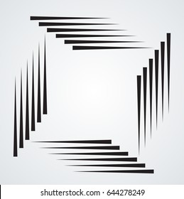 Rectangle Logo with lines.Square unusual icon Design .Black Vector stripes .Geometric shape. Photo border frame