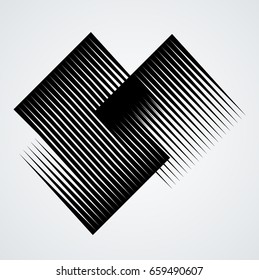 Rectangle Logo with lines.Square unusual icon Design .Black Vector stripes .Geometric shape.