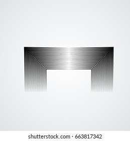 Rectangle Logo with lines.Square unusual icon Design .Black Vector stripes .Geometric shape. Photo border frame