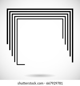 Rectangle Logo with lines.Square unusual icon Design .frame with Vector stripes .