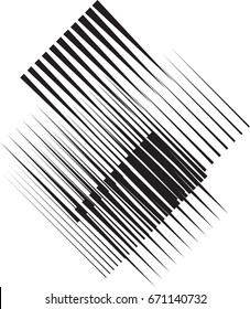 Rectangle Logo with lines.Square unusual icon Design .Black Vector stripes .Geometric shape.