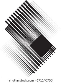 Rectangle Logo with lines.Square unusual icon Design .Black Vector stripes .Geometric shape.