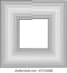 Rectangle Logo with lines.Square unusual icon Design .frame with Vector stripes .