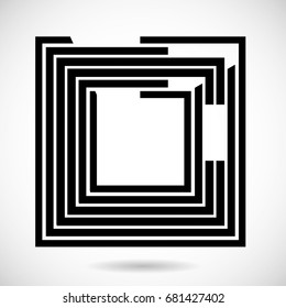 Rectangle Logo with lines.Square unusual icon Design .frame with Vector stripes .