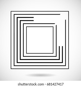 Rectangle Logo with lines.Square unusual icon Design .frame with Vector stripes .