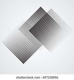 Rectangle Logo with lines.Square unusual icon Design .Black Vector stripes .Geometric shape.