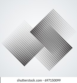 Rectangle Logo with lines.Square unusual icon Design .Black Vector stripes .Geometric shape.