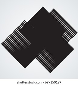 Rectangle Logo with lines.Square unusual icon Design .Black Vector stripes .Geometric shape.