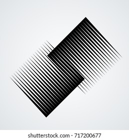 Rectangle Logo with lines.Square unusual icon Design .Black Vector stripes .Geometric shape.