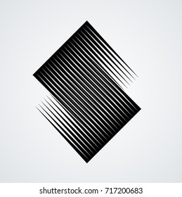Rectangle Logo with lines.Square unusual icon Design .Black Vector stripes .Geometric shape.