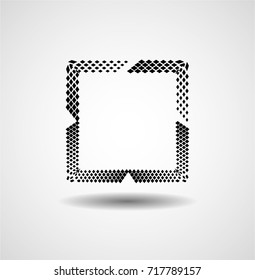 Rectangle Logo with lines.Square unusual icon Design .frame with Vector stripes .