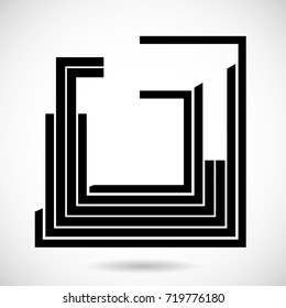 Rectangle Logo with lines.Square unusual icon Design .frame with Vector stripes .