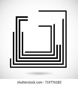 Rectangle Logo with lines.Square unusual icon Design .frame with Vector stripes .