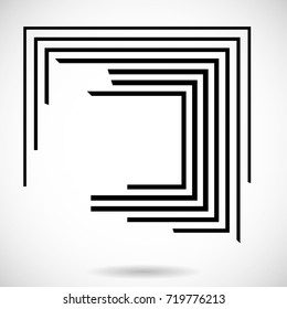 Rectangle Logo with lines.Square unusual icon Design .frame with Vector stripes .