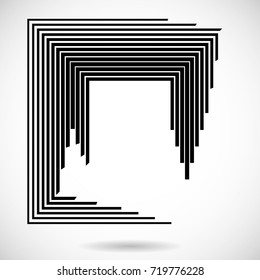 Rectangle Logo with lines.Square unusual icon Design .frame with Vector stripes .