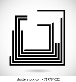 Rectangle Logo with lines.Square unusual icon Design .frame with Vector stripes .