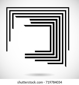 Rectangle Logo with lines.Square unusual icon Design .frame with Vector stripes .