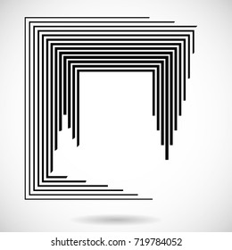 Rectangle Logo with lines.Square unusual icon Design .frame with Vector stripes .