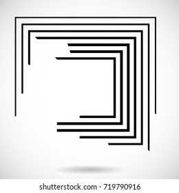 Rectangle Logo with lines.Square unusual icon Design .frame with Vector stripes .